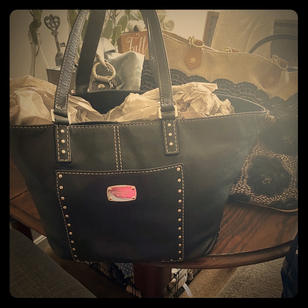Michael kors all black leather handbag